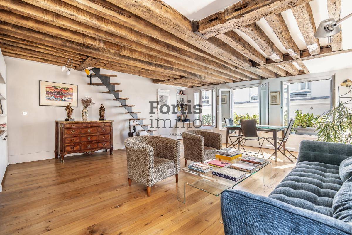 Image de l'annonce Paris 2ème SENTIER - TRIPLEX rénové au…