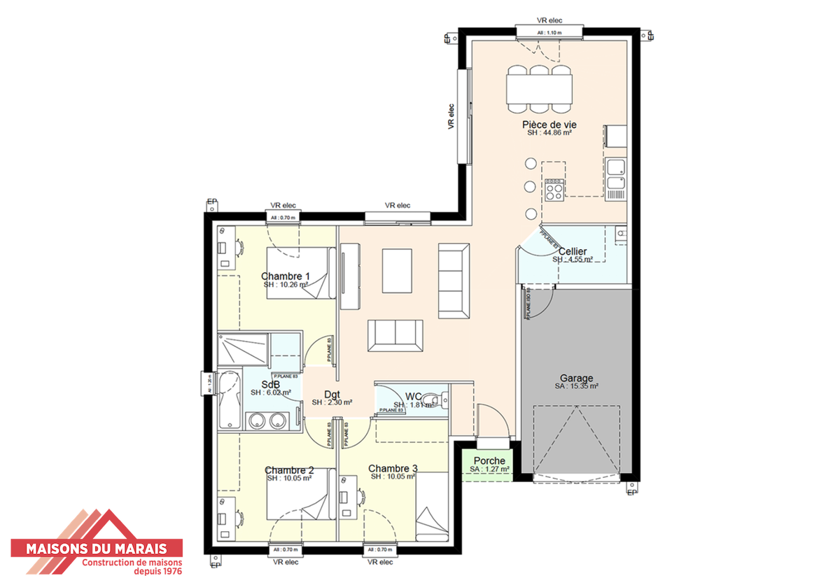 Programme terrain + maison à Melle en Deux-Sèvres (79) de 627 m² à vendre au prix de 188139€ - 3