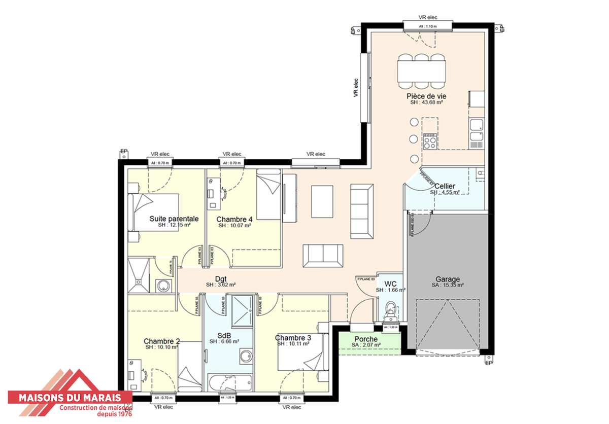 Programme terrain + maison à La Ferrière-en-Parthenay en Deux-Sèvres (79) de 702 m² à vendre au prix de 208535€ - 3