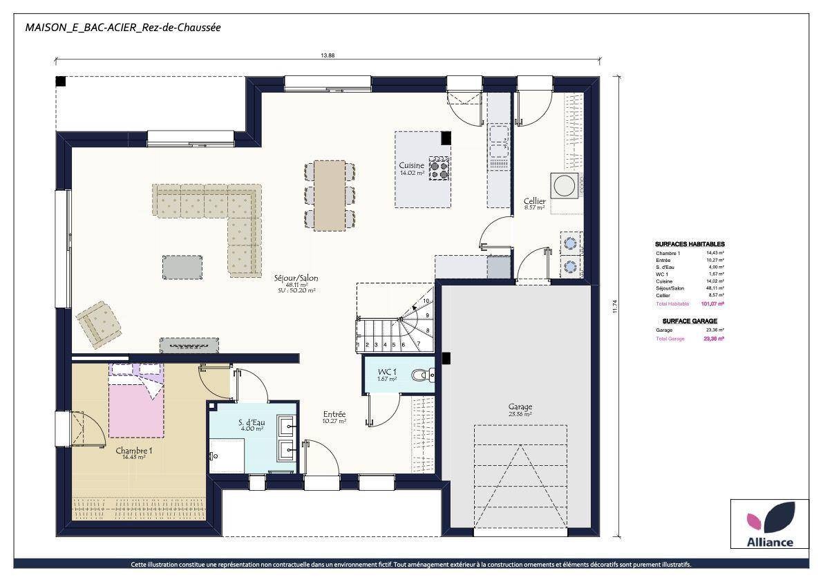 Programme terrain + maison à Saint-Léger-de-Linières en Maine-et-Loire (49) de 1000 m² à vendre au prix de 478090€ - 4