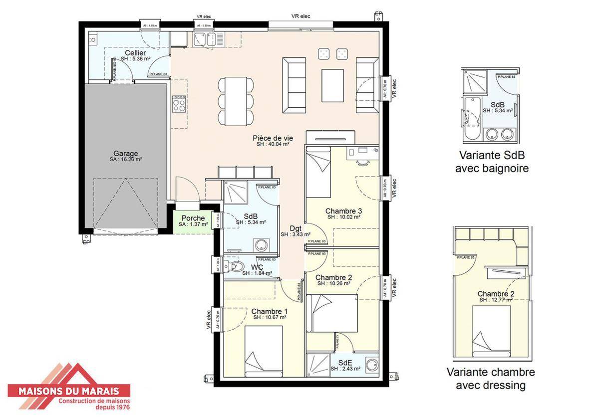Programme terrain + maison à Champigny en Rochereau en Vienne (86) de 853 m² à vendre au prix de 192525€ - 3