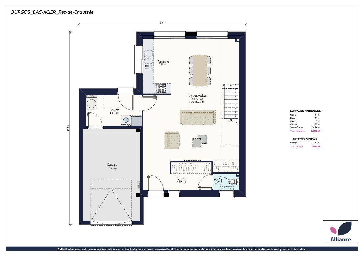 Programme terrain + maison à Feneu en Maine-et-Loire (49) de 389 m² à vendre au prix de 279790€ - 3