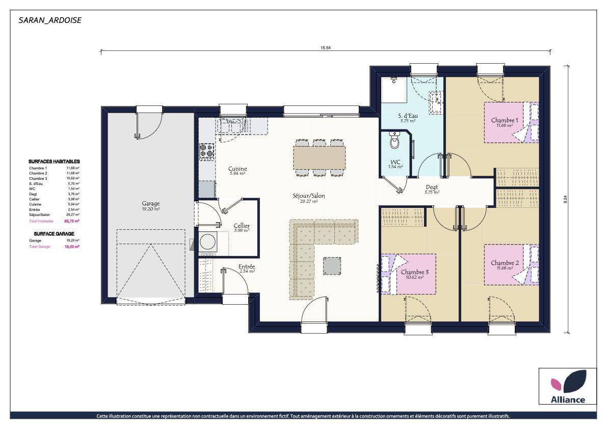 Programme terrain + maison à Sarrigné en Maine-et-Loire (49) de 1496 m² à vendre au prix de 281310€ - 3