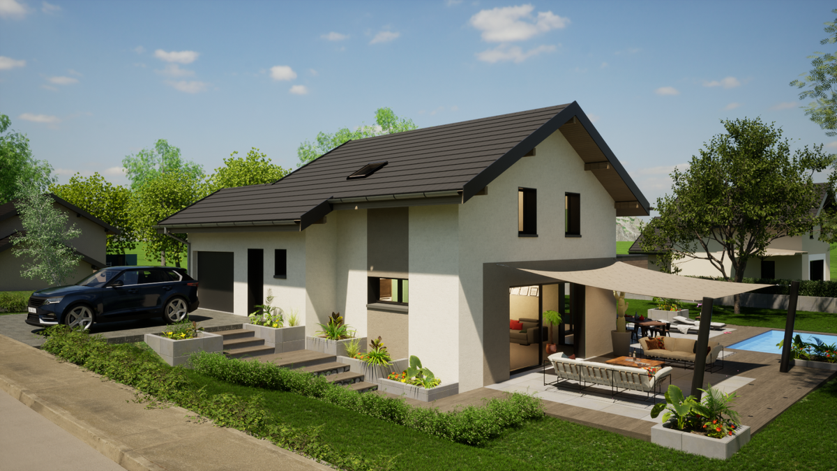 Programme terrain + maison à Hauteville-sur-Fier en Haute-Savoie (74) de 910 m² à vendre au prix de 599256€ - 1