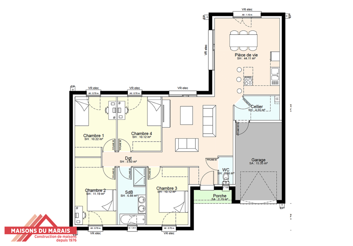 Programme terrain + maison à Thouars en Deux-Sèvres (79) de 695 m² à vendre au prix de 216403€ - 3